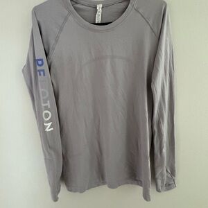 Lululemon Peloton  Gray Long Sleeve swiftly Tee with Blue Accent